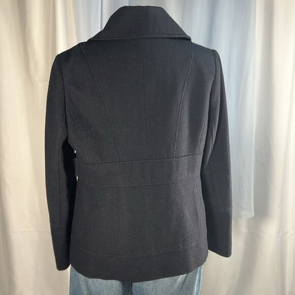 New Nine West navy double breasted wool blend collared button up pea coat 14 - Picture 2 of 13